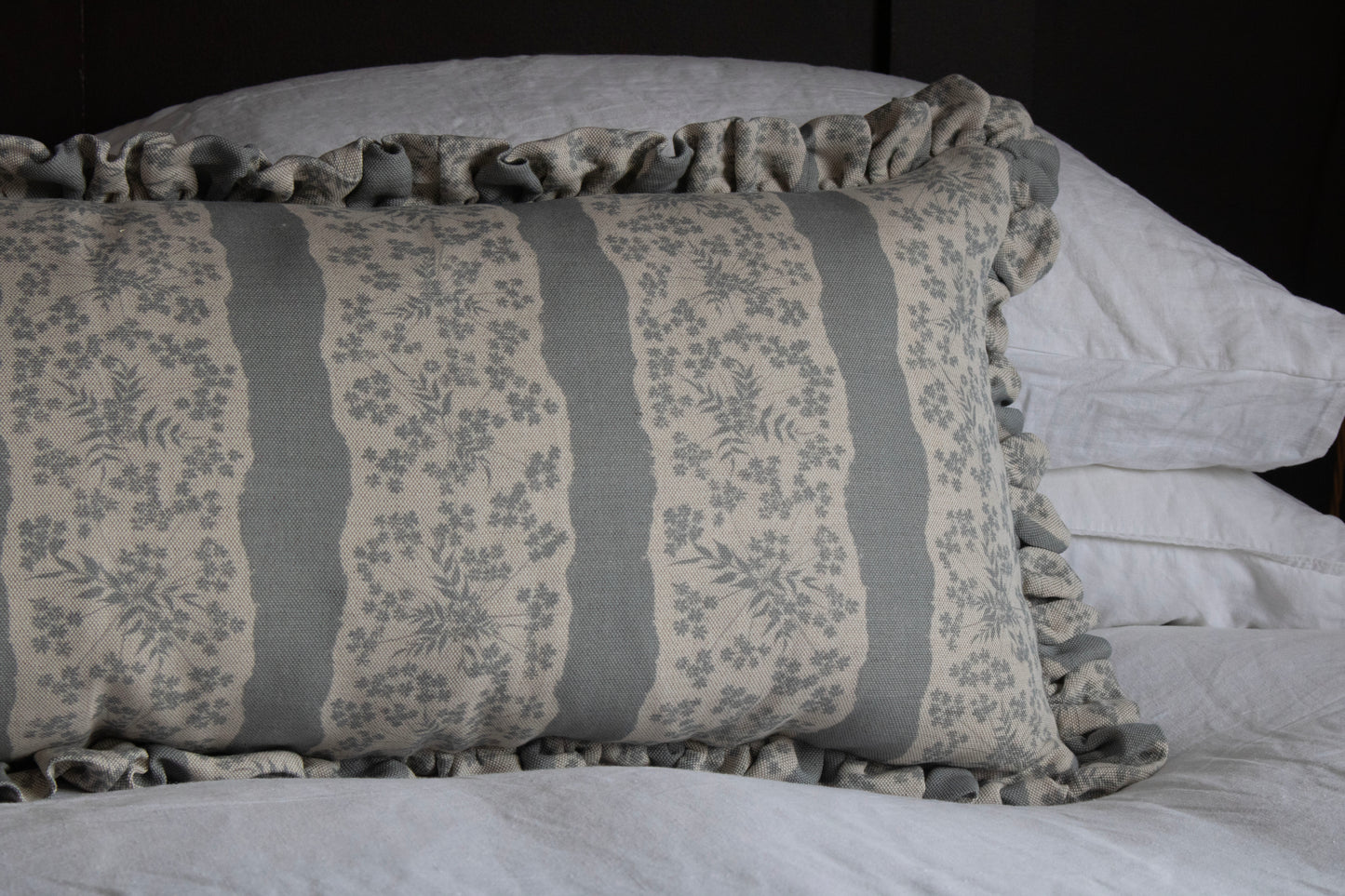 FAIRYLACE FLAX FLOWER ~ LUMBAR RUFFLE CUSHION
