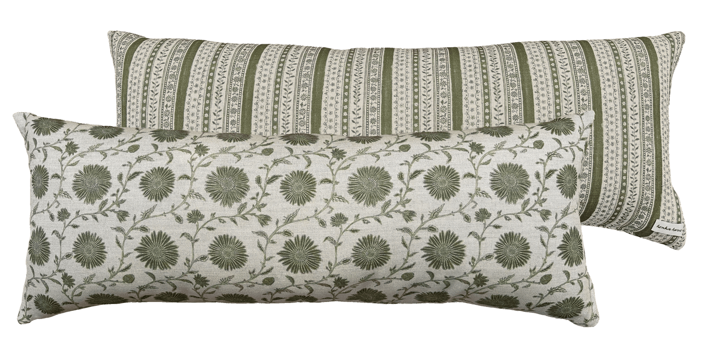 MOONPENNY/DAISY CHAIN MOSS ~ LUMBAR CUSHION