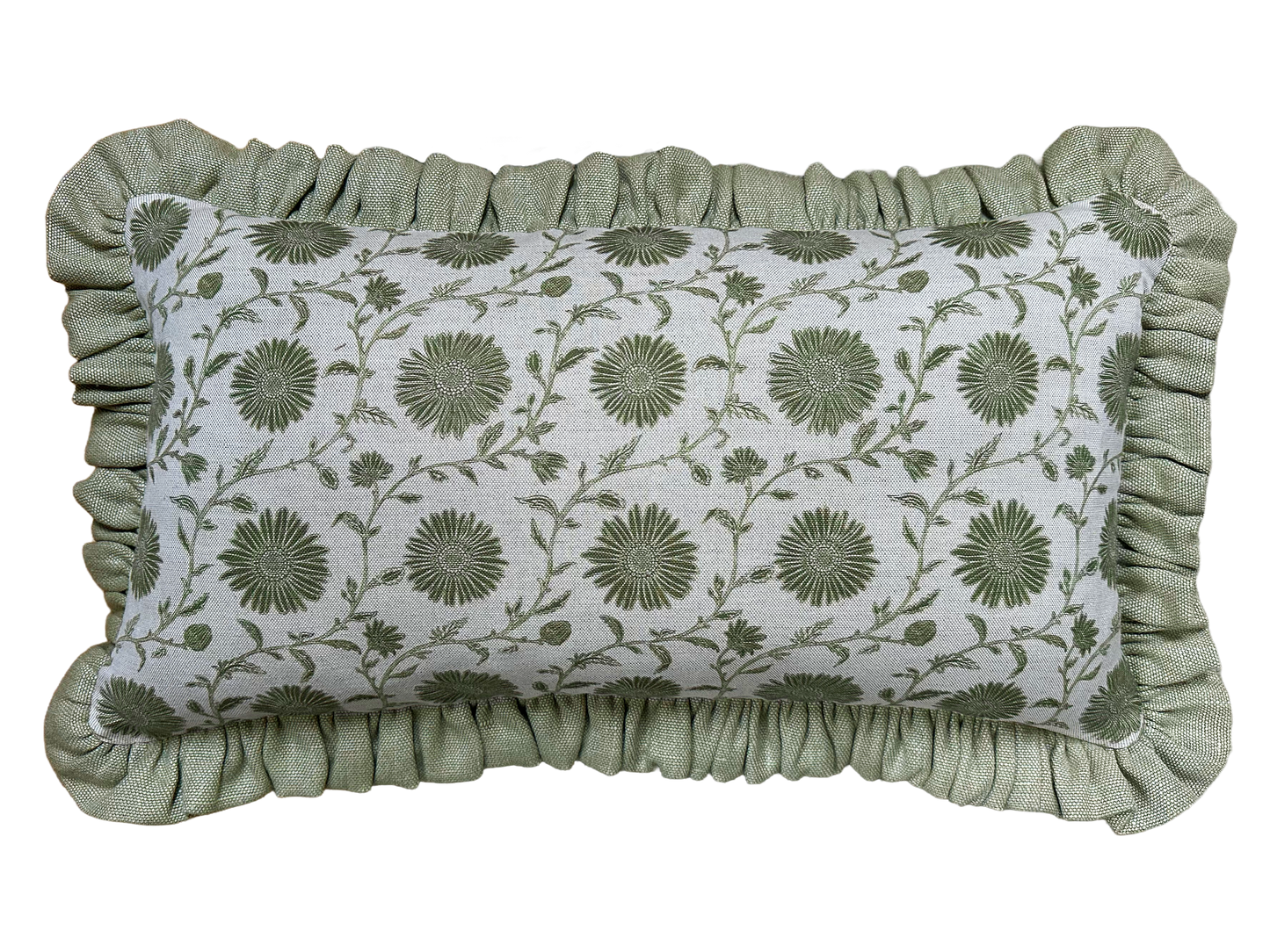 OBLONG RUFFLE CUSHION ~ MOONPENNY MOSS