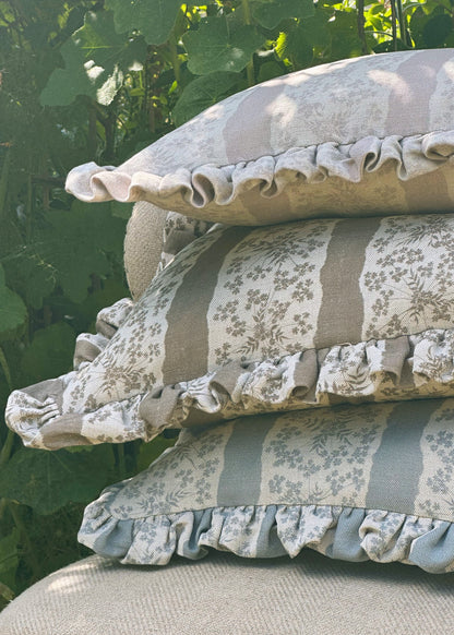 FAIRYLACE FLAX FLOWER ~ LUMBAR RUFFLE CUSHION