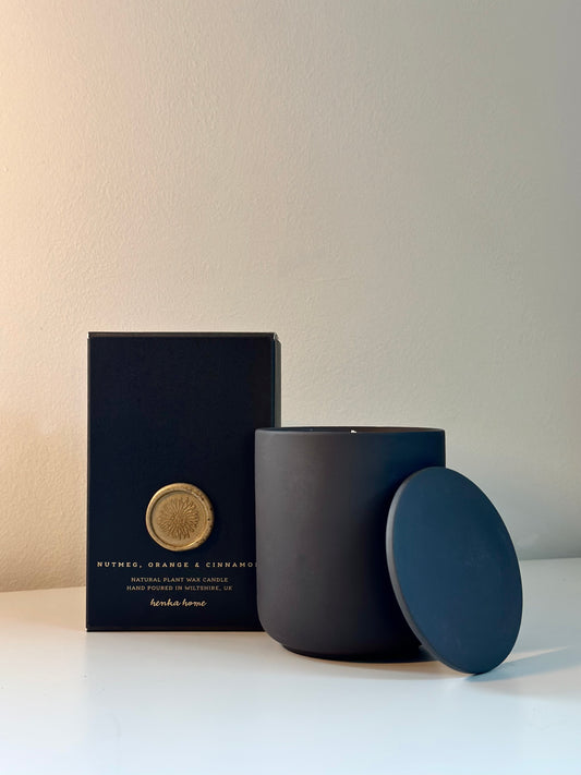 CERAMIC CANDLE ~ NUTMEG, ORANGE & CINNAMON