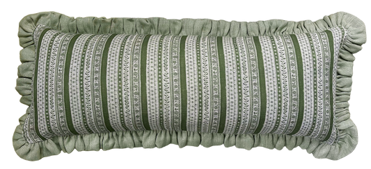 LUMBAR RUFFLE CUSHION ~ DAISY CHAIN MOSS