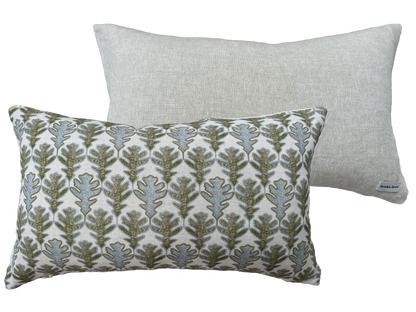 BROADLEAF FLAX FLOWER/MOSS ~ OBLONG CUSHION