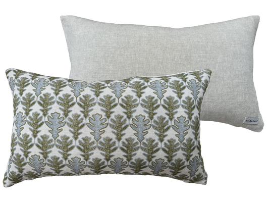 BROADLEAF FLAX FLOWER/MOSS ~ OBLONG CUSHION