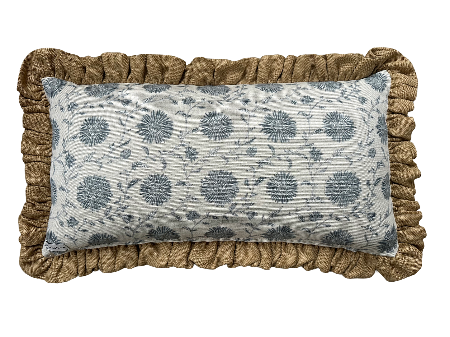 OBLONG RUFFLE CUSHION ~ MOONPENNY FLAX FLOWER
