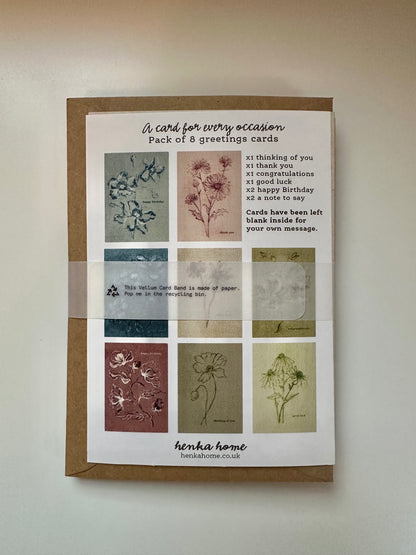 'A CARD FOR EVERY OCCASION' - PACK OF 8 GREETINGS CARDS