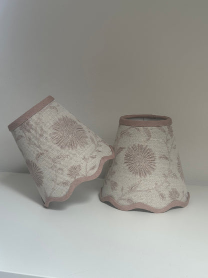 SCALLOP TRIM CANDLE CLIP LAMPSHADE ~ MOONPENNY PEACH BLOSSOM