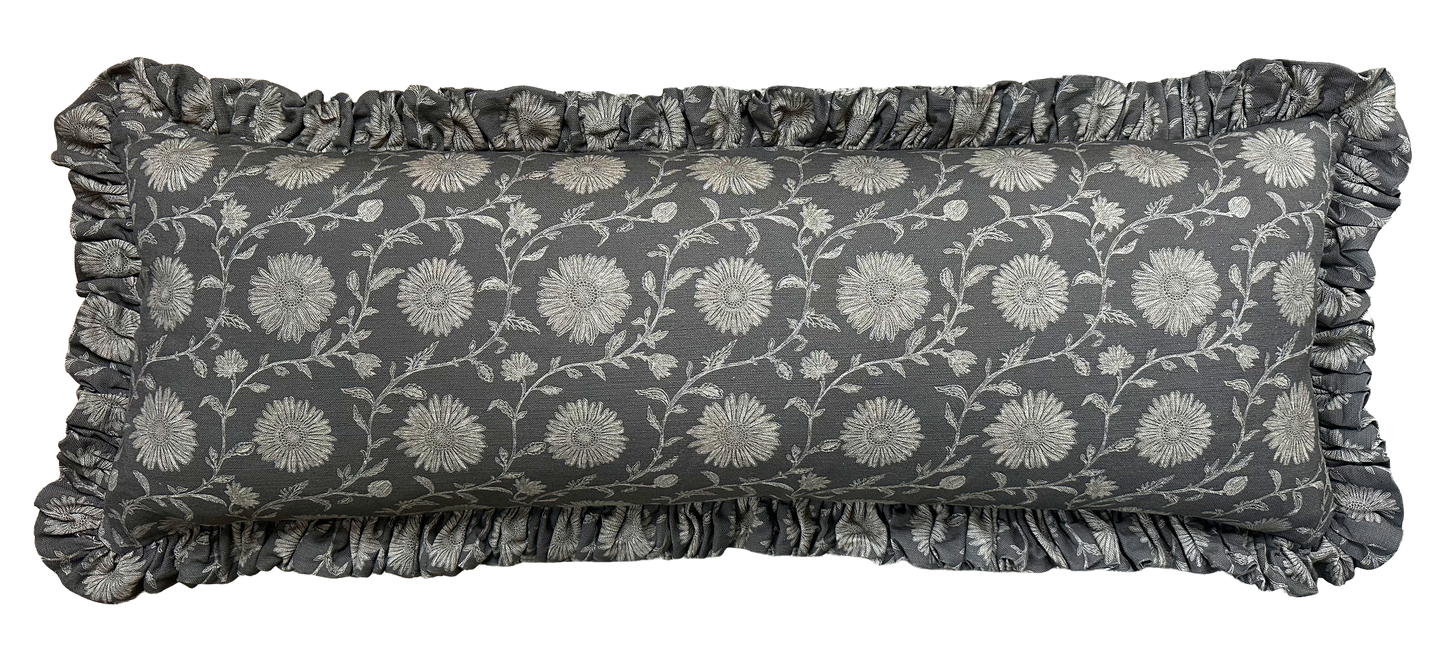LUMBAR RUFFLE CUSHION ~ MOONPENNY WALNUT
