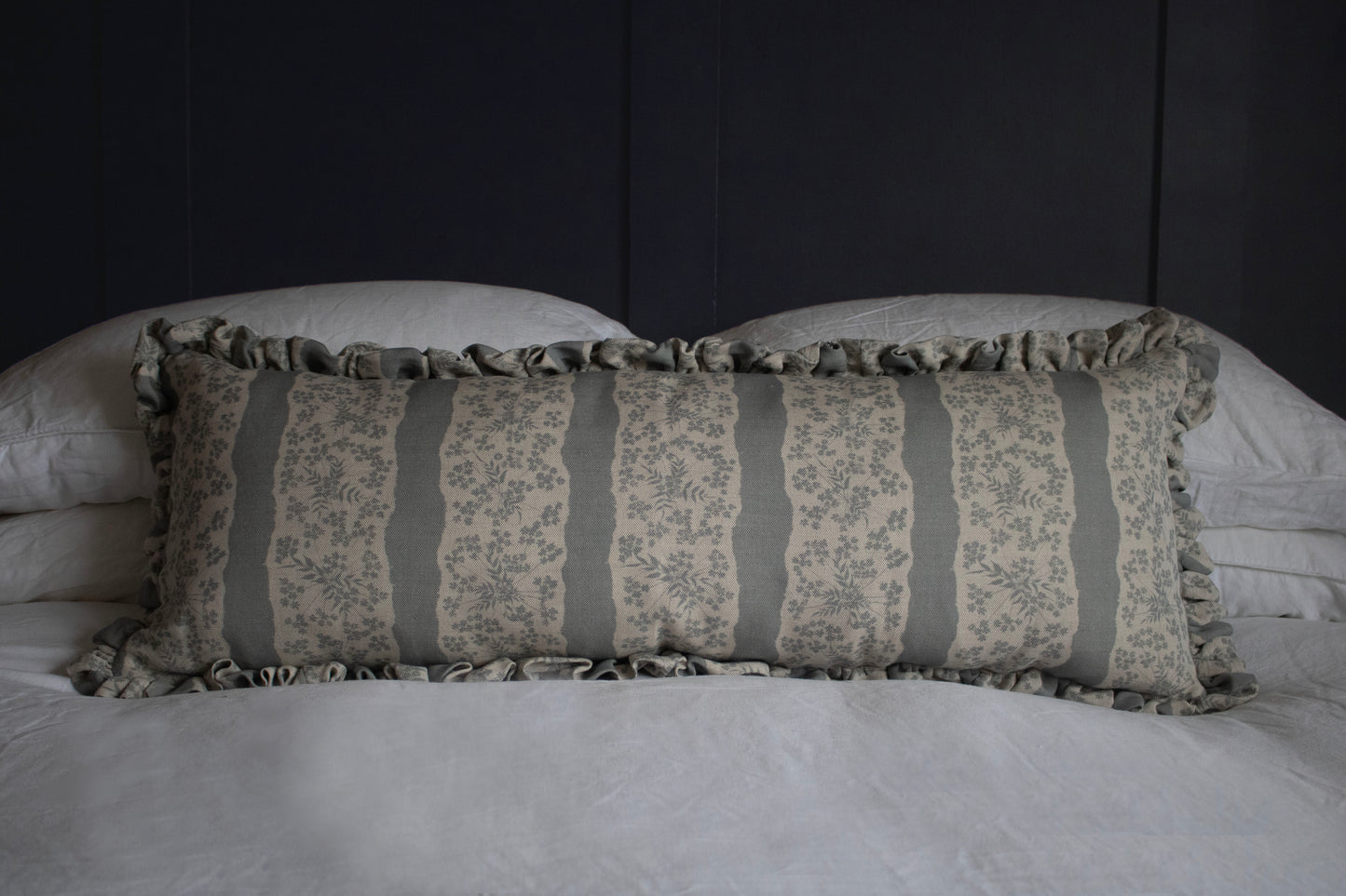 FAIRYLACE FLAX FLOWER ~ LUMBAR RUFFLE CUSHION