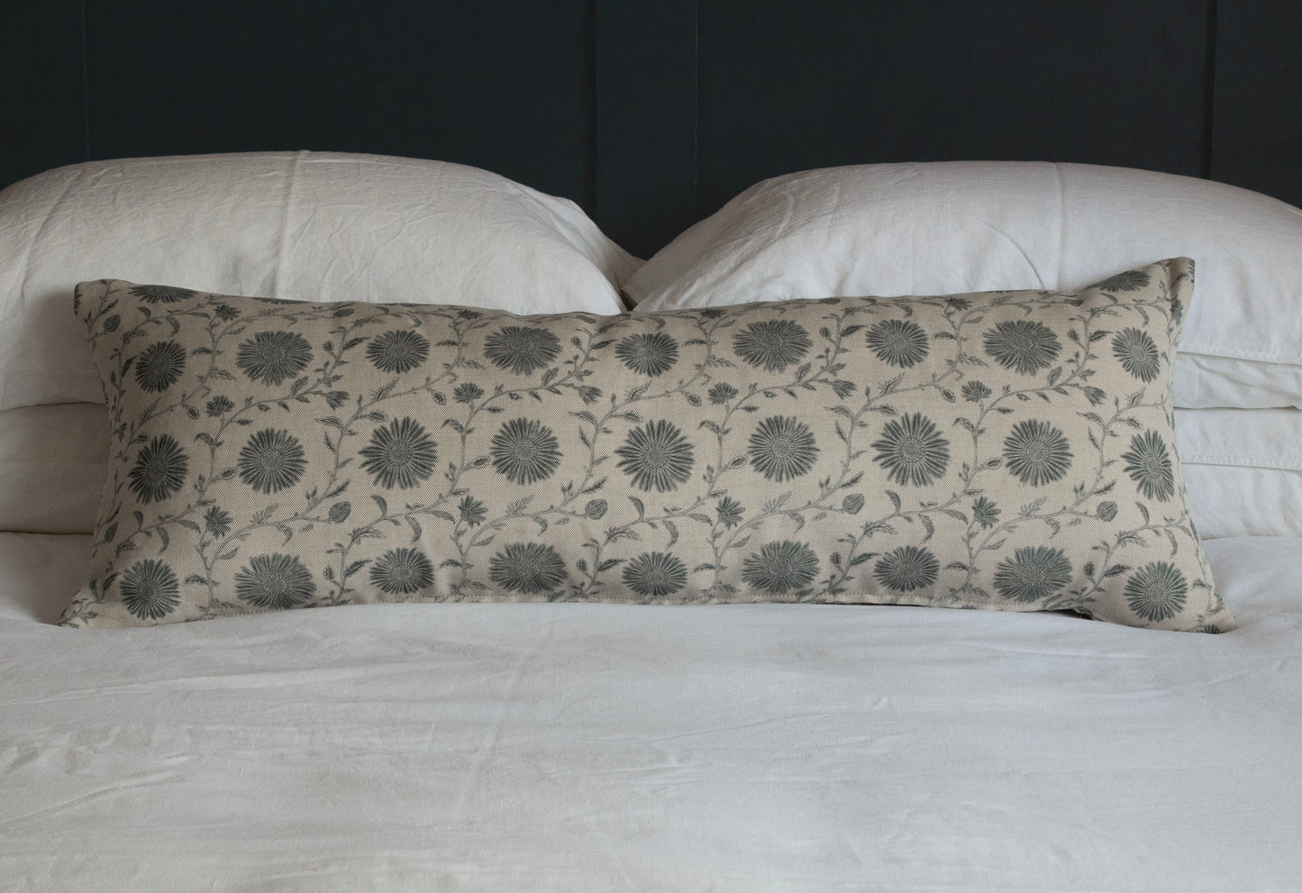 MOONPENNY/DAISY CHAIN FLAX FLOWER ~ LUMBAR CUSHION
