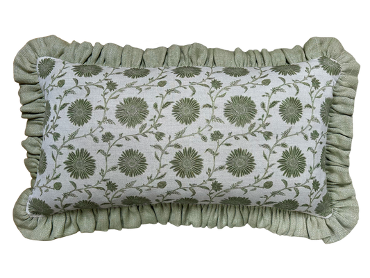 OBLONG RUFFLE CUSHION ~ MOONPENNY MOSS