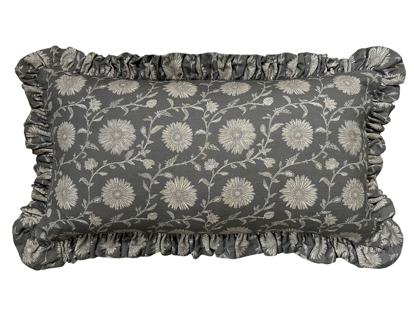 OBLONG RUFFLE CUSHION ~ MOONPENNY WALNUT