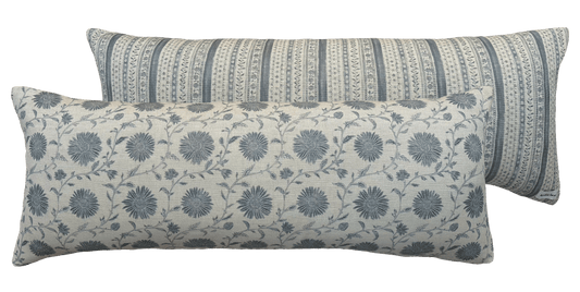 MOONPENNY/DAISY CHAIN FLAX FLOWER ~ LUMBAR CUSHION